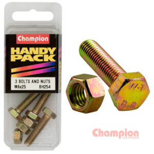 Champion Hex Set Screws M6 x 25mm & Nuts-M6 x 1mm