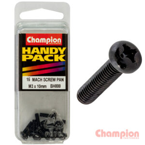 Champion Black Machine Screws - M3 x 10mm