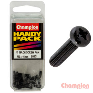 Champion Black Machine Screws - M3 x 15mm