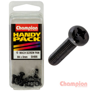 Champion Black Machine Screws - M4 x 8mm