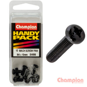 Champion Black Machine Screws - M4 x 10mm