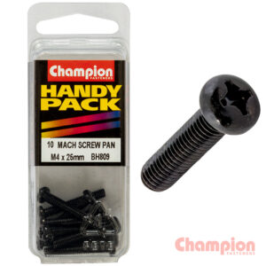 Champion Black Machine Screws - M4 x 25mm