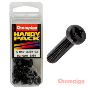 Champion Black Machine Screws - M6 x 10mm