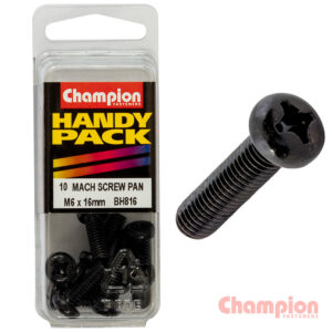 Champion Black Machine Screws - M6 x 16mm