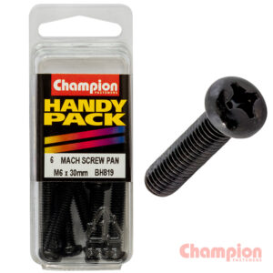 Champion Black Machine Screws - M6 x 30mm