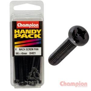 Champion Black Machine Screws - M6 x 40mm