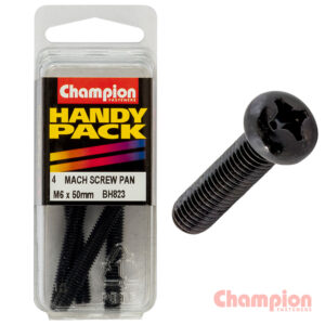 Champion Black Machine Screws - M6 x 50mm
