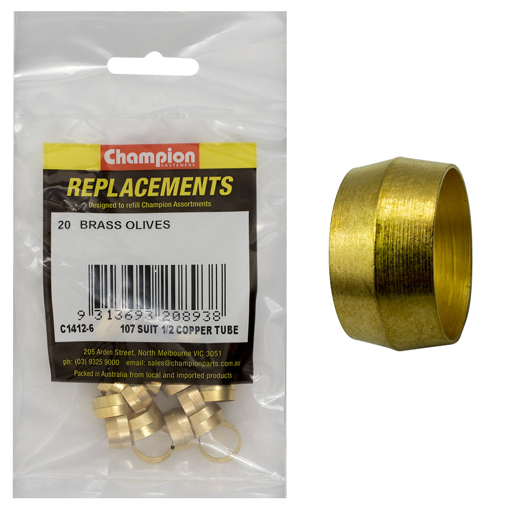 Champion 1/2in Brass Compression Type Olive -20pk – Tool and Safety  Warehouse