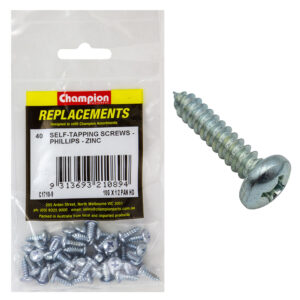 Champion 10G x 1/2in S/Tapping Screw Pan Head Phillips (Zn)