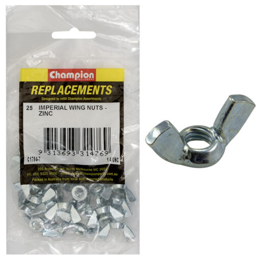 Champion 1/4in UNC Wing Nut -25pk