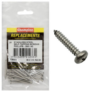 Champion 8G x 1-1/2in S/Tapping Screw Pan Hd PH 304/A2 -20pk