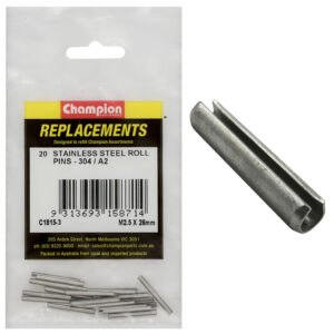 Champion 2.5mm x 26mm Stainless Roll Pin 304/A2 -20pk