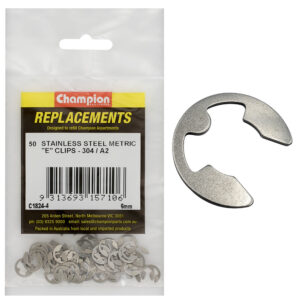 Champion 6mm Stainless E-Clips 304/A2 -50pk
