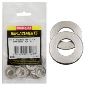Champion 1/2in x 1in Stainless Flat Washer 304/A2 -20pk