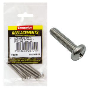 Champion 1/4in x 2in BSW Machine Screw Pan Ph 304/A2 -5pk