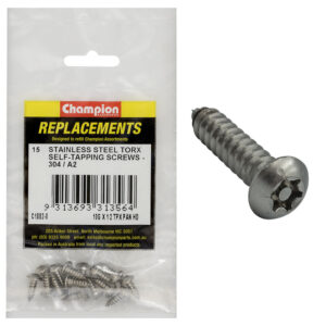 Champion 10G x 1/2in Self-Tapping Screw Pan Tpx 304/A2 -15pk