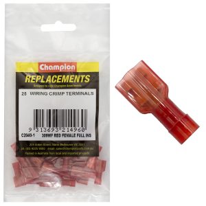 Champion Red Female insulated Push-On Spade Terminal -25pk