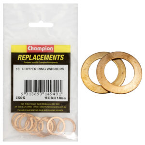 Champion M18 x 24mm x 1.5mm Copper Ring Washer -10pk