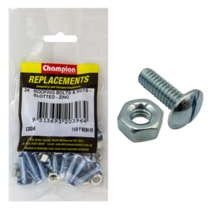 Champion 1/4in x 1in UNC Roofing Set Screw & Nut (Zn) -24pk