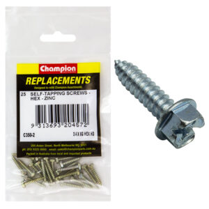 Champion 6G x 3/4in S/Tapping Screw Hex Head Phillips -25pk
