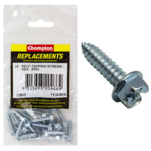 Champion 8G x 3/4in S/Tapping Screw Hex Head Phillips -25pk