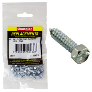 Champion 10G x 1in S/Tapping Screw Hex Head Phillips -25pk