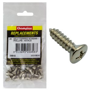 Champion 6G x 1in S/Tapping Screw Rsd HD Phillips - 100pk