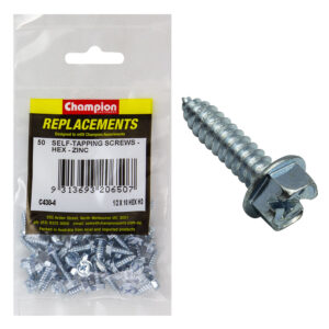 Champion 10G x 1/2in S/Tapping Screw Hex Head Phillips -50pk