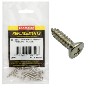 Champion 8G x 1in S/Tapping Screw Rsd Hd Phillips -20pk