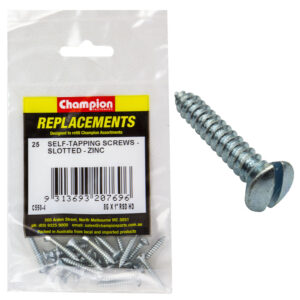 Champion 8G x 1in S/Tapping Screw Raised Head Slotted -25pk