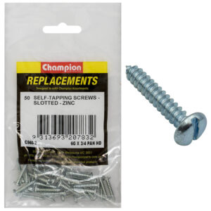 Champion 6G x 3/4in S/Tapping Screw Pan Head Slotted -50pk