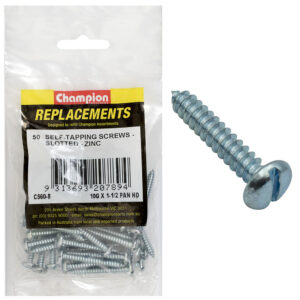Champion 10G x 1-1/2in S/Tapping Screw Pan Head Slotted-50pk
