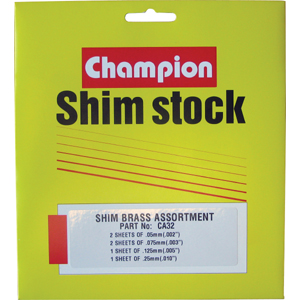Champion Brass Shim Assortment 150mm x 150mm Sheet (4 Sizes)
