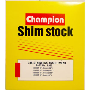 Champion S/Steel Shim Assortment 150 x 150mm Sheet (4 Sizes)