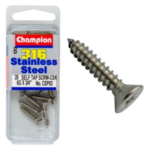 Champion 316/A4 S/Tap Set Screw - Csk 6G x 3/4in (B)