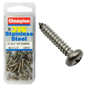 Champion 316/A4 S/Tap Set Screw - Pan 6G x 1/2in (B)