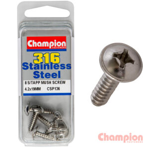 Champion S/Tapping Screws - Mushroom Head - 4.2 x 19mm