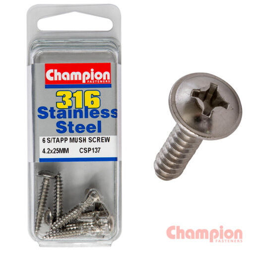 Champion S/Tapping Screws - Mushroom Head - 4.2 x 25mm