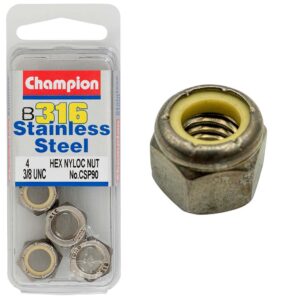 Champion 3/8in UNC Hex Nyloc Nut 316/A4 (C)
