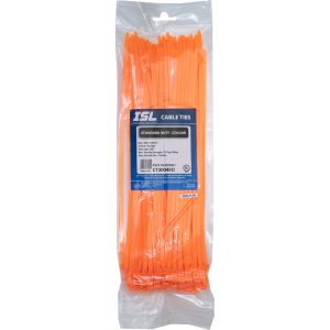 ISL 300 x 4.8mm Nylon Cable Tie - Orange - 100pk