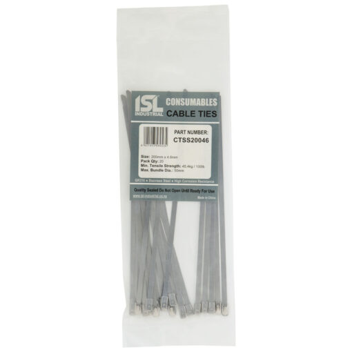 ISL 200 x 4.6mm 316 Stainless Cable Tie - 20pk