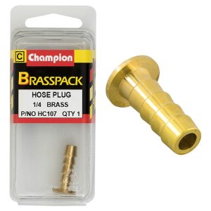 Champion Brass Hose Plugs - Barbed - 1/4in