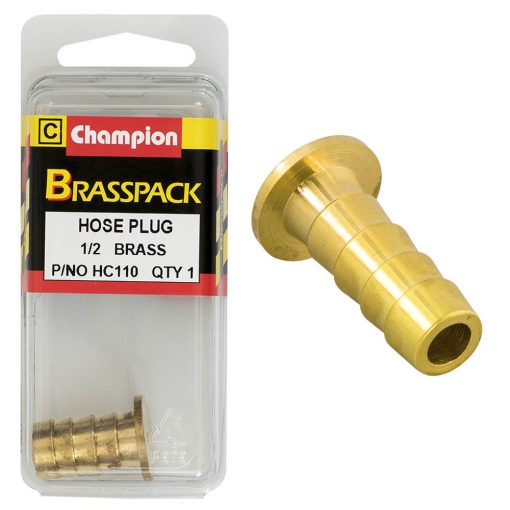 Champion Brass Hose Plugs - Barbed - 1/2in