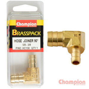Champion Hose Joiner 90 deg Barb Elbow Reducer Brass 5/8-3/8