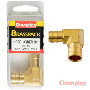 Champion Hose Joiner 90 deg Barb Elbow Reducer Brass 5/8-1/2