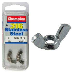 Champion 4mm Wing Nut - 316/A4