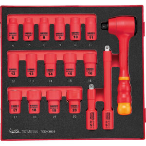 Teng 18pc 1000V VDE 3/8in Dr. Insulated Socket Set- TED-Tray