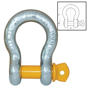 ITM Bow Shackle-Yellow Pin GS Screw Pin-2 Ton-13mm Body