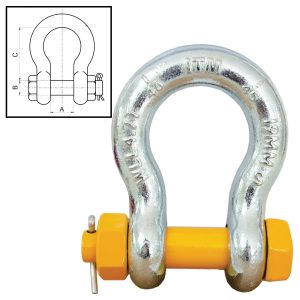 ITM Bow Shackle-Yellow Pin GS Safety Pin-2 Ton-13mm Body