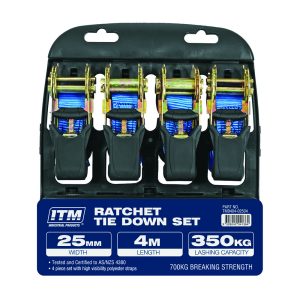 ITM Ratchet Strap-4 Pack-25mm Width-4M Length 350kg